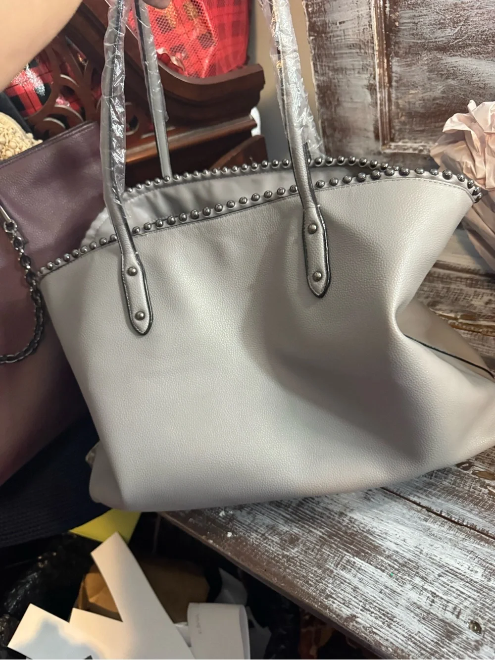 Victoria's Secret Taupe Studded Tote